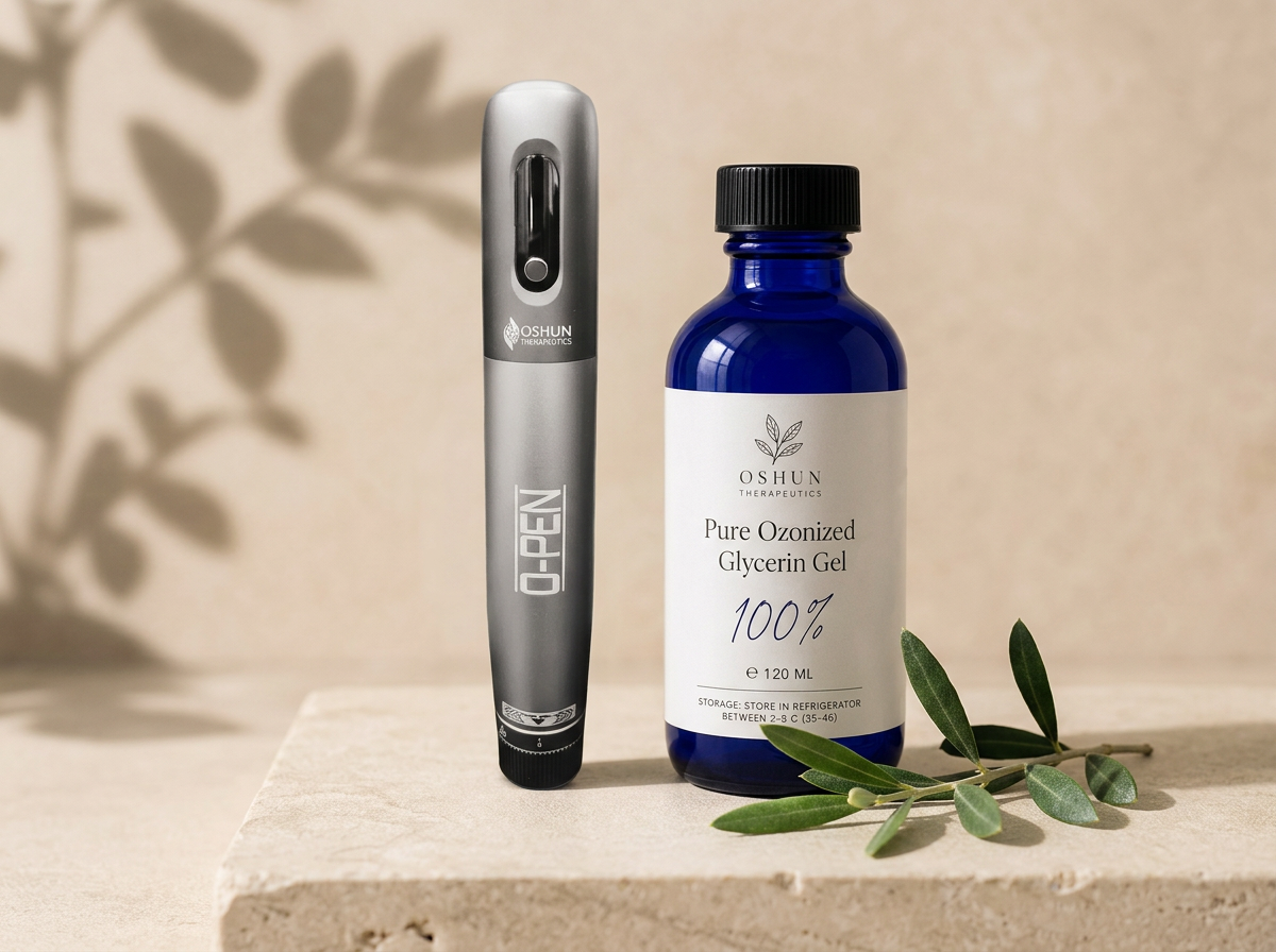 Oshun serum and O-Pen on stone
